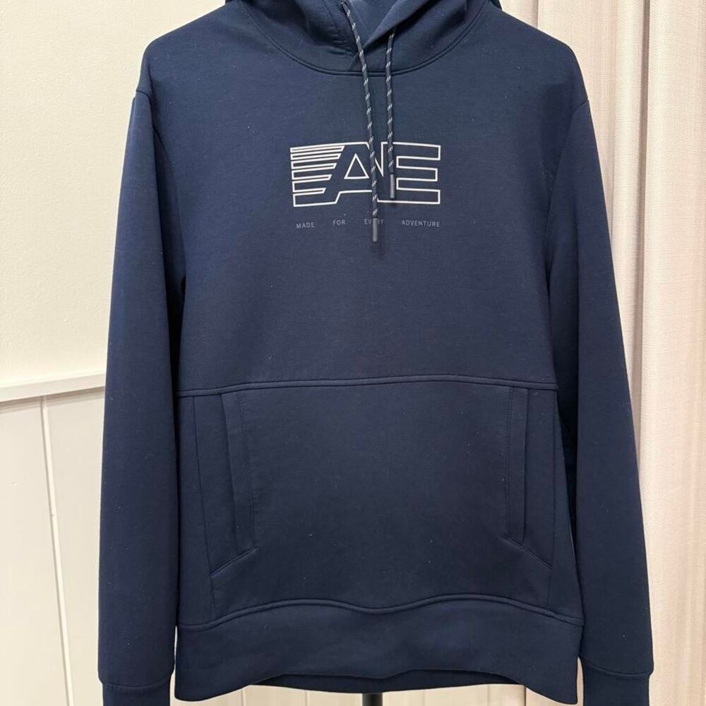 Navy Blue Graphic Pullover Hoodie